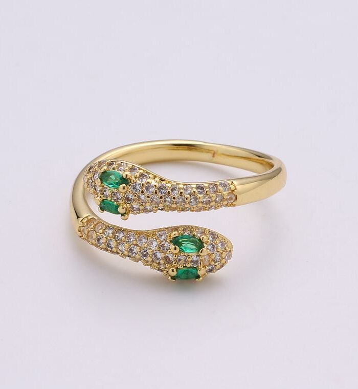 Green emerald Snake Ring