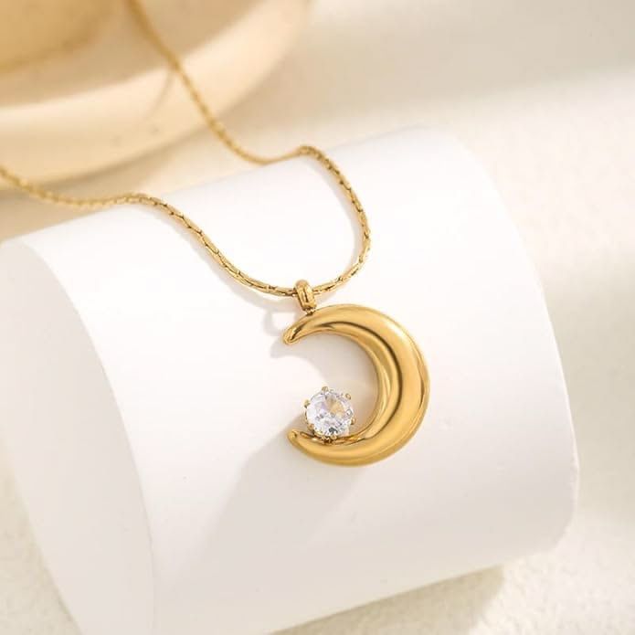Studded Moon Necklace