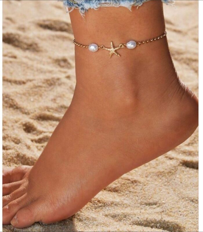 Ocean Breeze Starfish Anklet with Pearl Accents