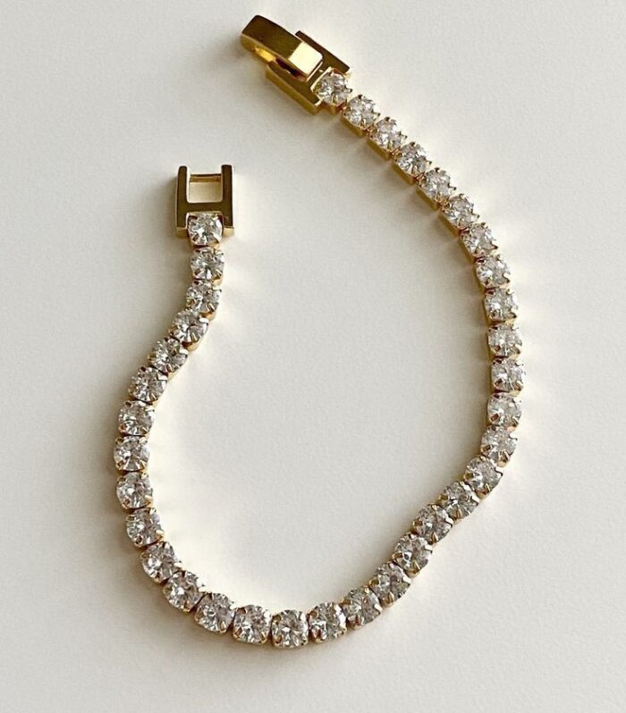 Gold-Plated Crystal Tennis Bracelet