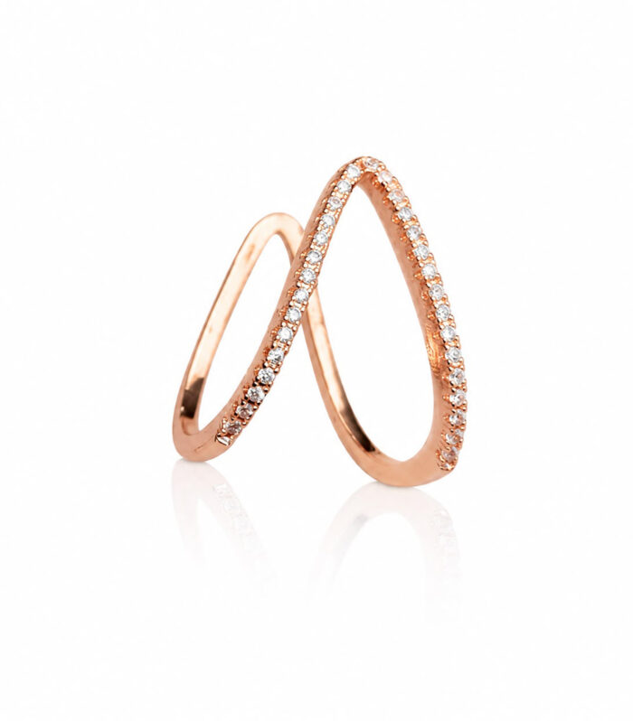 Rose Gold Sparkle V Ring