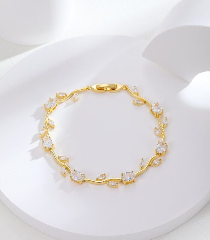 Gold Plated White Diamond Tulip Bracelet