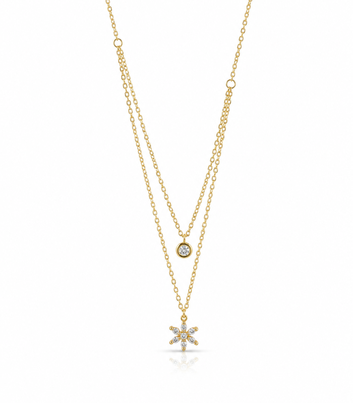 Celestial Spark Dual Layer Anti-Tarnish Gold Pendant Necklace