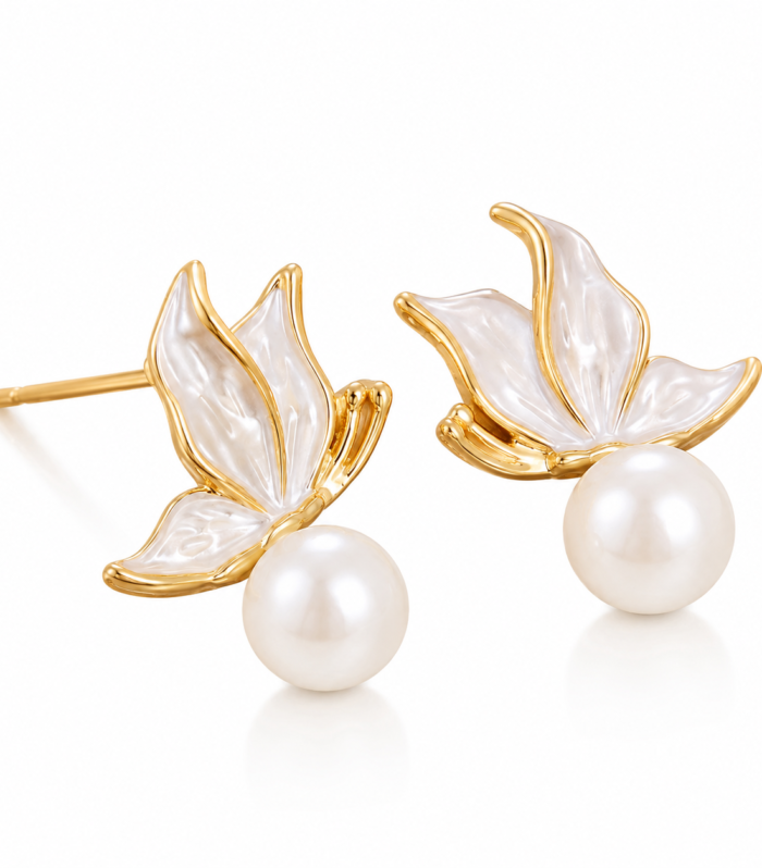 Pearlescent Butterfly Stud Earrings
