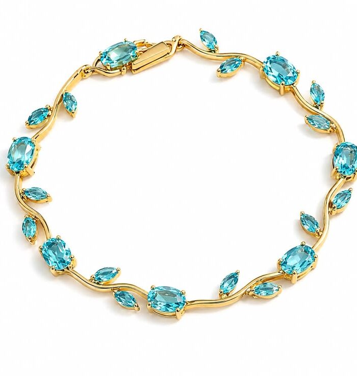 Fairy Bloom Gold & Aquamarine Tulip Bracelet