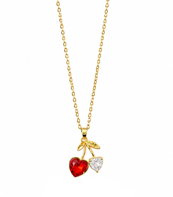 Cherry Heart Crystal Pendant Necklace