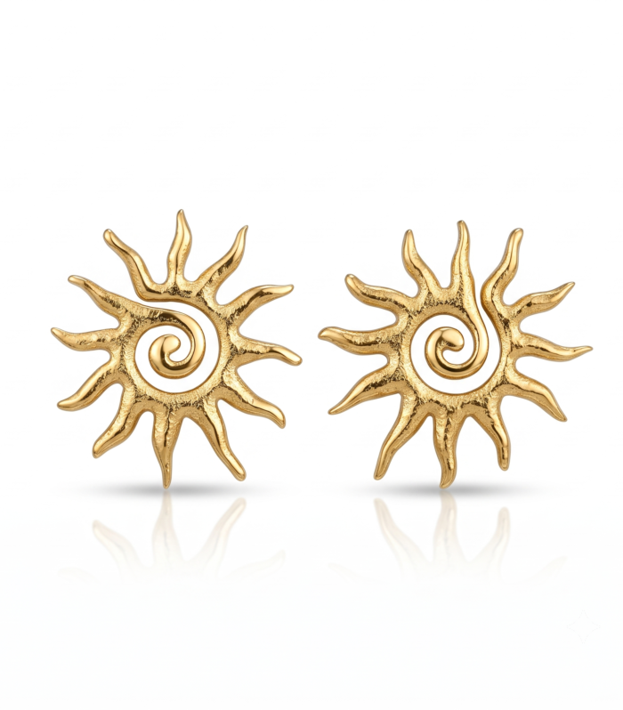 Radiant Sun Swirl Gold Studs